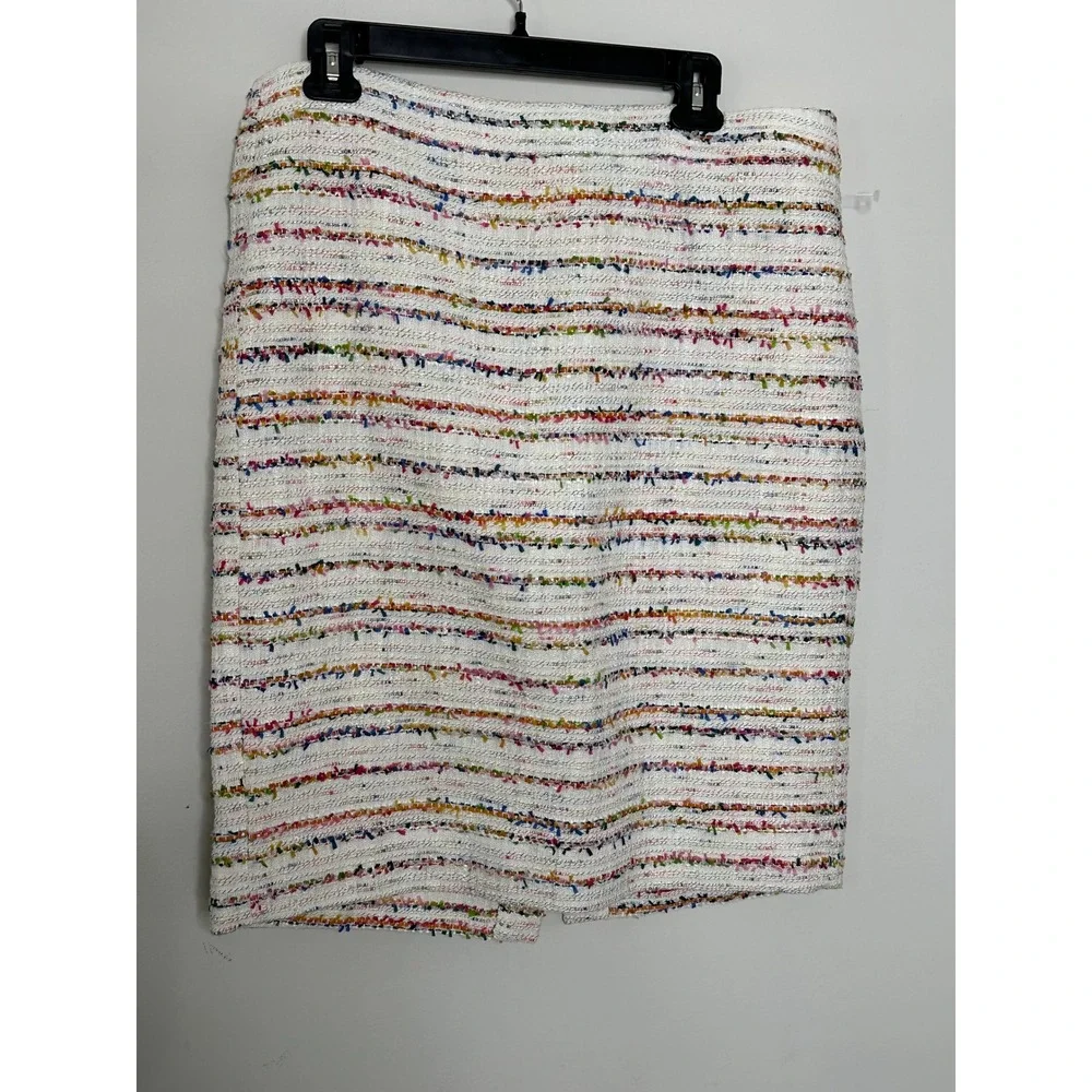 J. Crew Tweed Blazer Jacket Multicolor Striped Collarless Size‎ 14